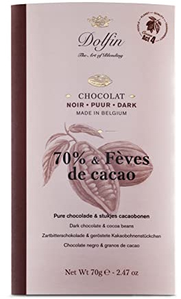 Dolfin - Chocolat - Tablette chocolat noir 70% aux éclats de fèves cacao
