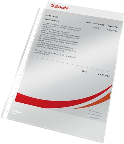 Esselte 46106 - Fundas portadocumentos COPYSAFE PP Cristal con refuerzo 80 micras (caja 100 Ud.) Folio. 16 taladros