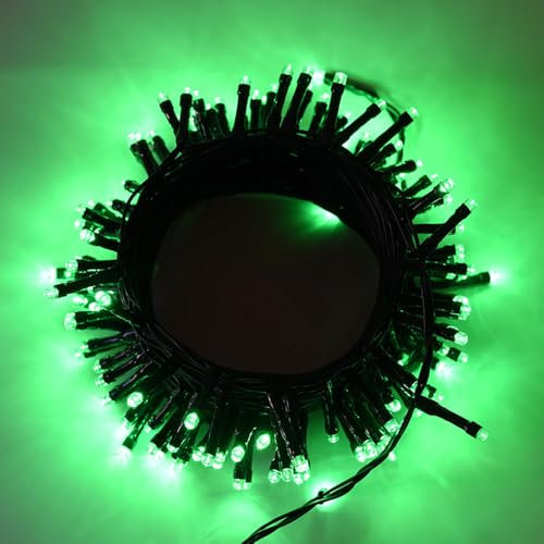 Partenopea serie stringa catena luminosa di luci 500 LED per albero di Natale da Esterno natalizie ed Interno controller con 8 giochi di luce e Memoria cavo verde (Luce Verde, 25 Metri)