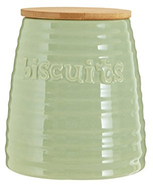 Premier Housewares Biscuit Ceramic Kitchen Storage Jars green Cookie Jars for Biscuits Canisters for The Kitchen Tea Coffee Sugar Tea Coffee and Sugar Canisters