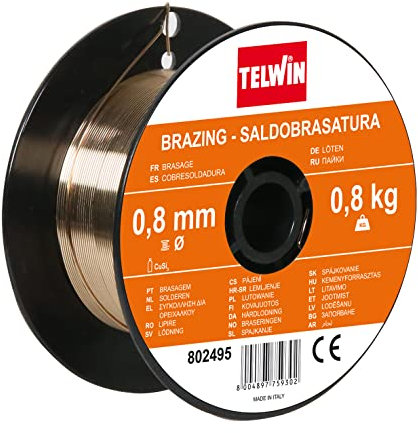 Telwin 802495 Bobina Filo Brasatura Cu/Si3 D. 0.8 mm 0.8 kg per Saldatura, Oro