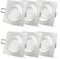 SSC-LUXon 6 Stück LED-Einbaustrahler Set flach für 230V ohne Trafo Einbauleuchte QF-2 schwenkbar Alu gebürstet für Deckeneinbau mit flachem 4W LED-Modul nur 30mm Einbautiefe in warmweiß 2700K