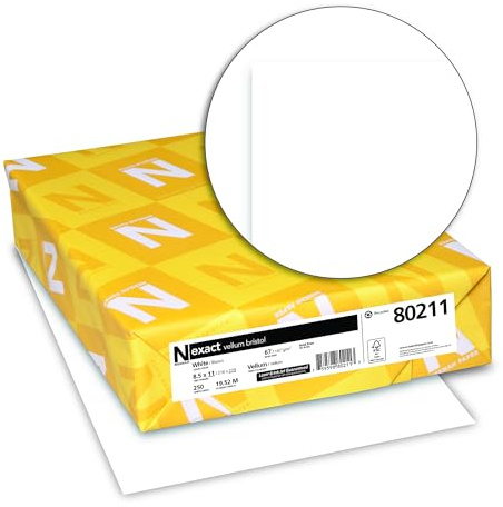 Neenah Exact Vellum Bristol, 8.5 x 11, 67 lb/147 GSM, White, 94 Brightness, 250 Sheets (80211)