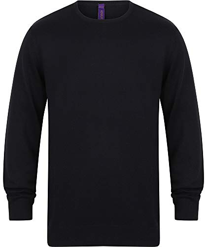 Henbury Mens Crew Neck 12 Gauge Fine Knit Jumper/Sweatshirt (2XL) (Navy)
