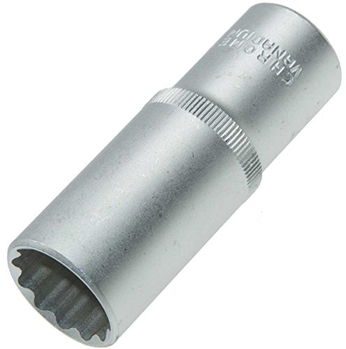 Alkan 19 mm 1/2 Antrieb Vielzahn Stecknuss lang 12-kant Nuss | Langer Doppel-6-kant Steckschlüssel-Einsatz aus Chrom-Vanadium-Stahl, 12-kant Nuss für Ratsche & Werkstatt