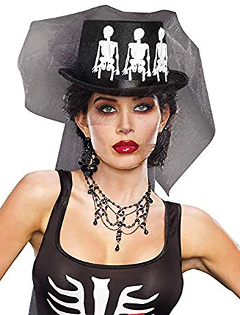 Dreamgirl Costumes Women's Ms. Bones Hat, Black, One Size