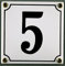 Emaille Hausnummernschild - Wählen Sie Ihre Nummer Zahlen 1 bis 30 verfügbar - weiß/schwarz 12x12cm und 12x14cm - sofort lieferbar! Hausnummer Schild wetterfest und lichtecht (5 weiß/schwarz 12x12cm)