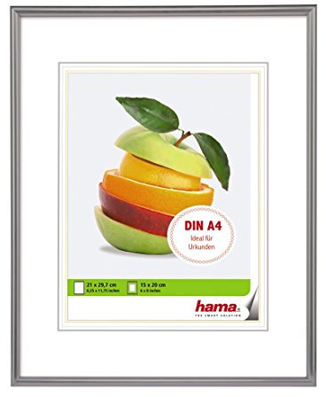 Hama Cadre photo en plastique Décor Sevilla (taille du Cadre de 21 x 29,7 cm (DIN 4) avec bordure de 9 mm x 17 mm, pour une photo de 15 x 20 cm) Gris Mat
