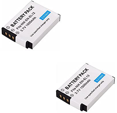 AAA PRODUCTS | High Capacity - [2-Pack] Rechargeable Battery for Nikon COOLPIX Digital Cameras - Replacement for EN-EL12 Battery - 100% Compatible with Original and with Safety Guarantee