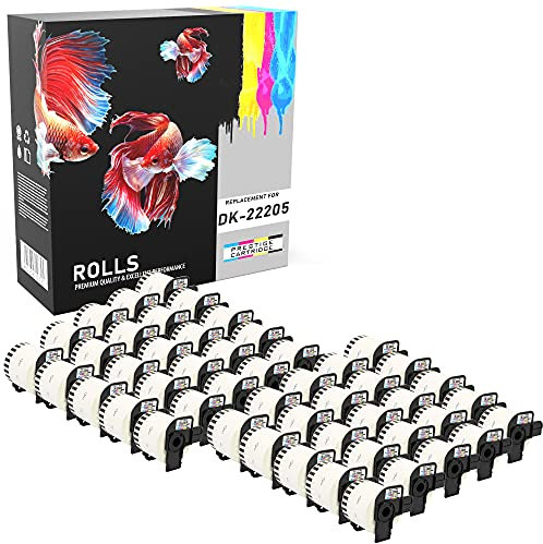 50 Rollen DK-22205 62mm x 30.48m Endlos-Etiketten kompatibel für Brother P-Touch QL-500 QL-550 QL-560 QL-570 QL-580N QL-700 QL-720NW QL-800 QL-810W QL-820NWB QL-1050 QL-1060N QL-1100 QL-1110NWB