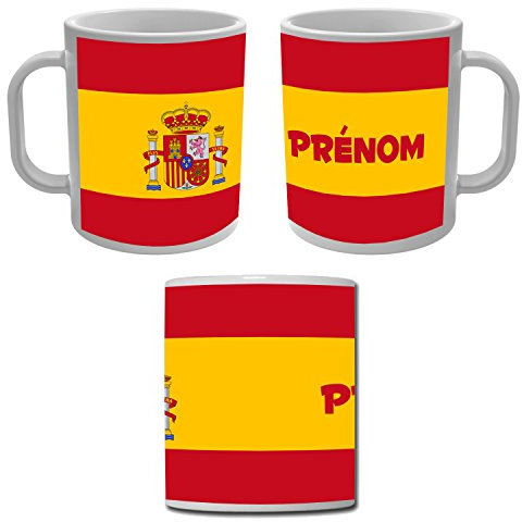 YONACREA - Mug Tasse - drapeau Espagne avec prénom personnalisé
