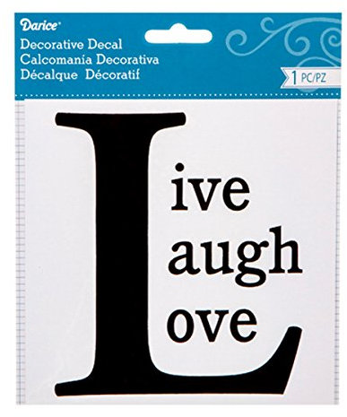 Darice Deko Aufkleber – Schwarz – Live, Laugh, Love – 15,2 x 15,2 cm – 1 Stück