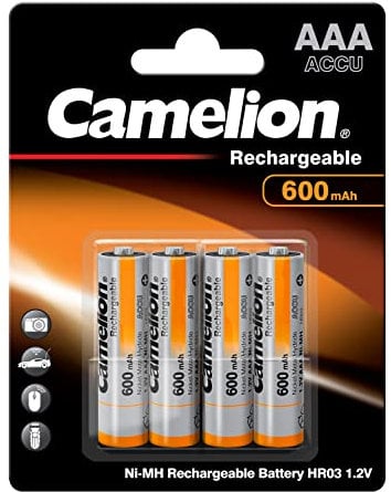 Camelion HR03 - Batterie micro AAA Ni-Mh ricaricabili, 1,2 V, 600 mAh, confezione da 4