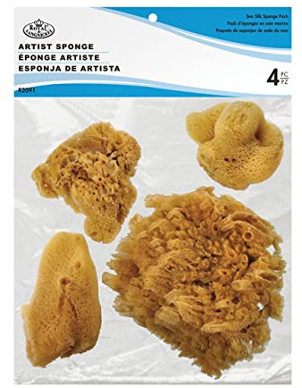 Royal Brush Natural Ocean Artist Sponges, 3 Silk/1 Jumbo, 4/pkg