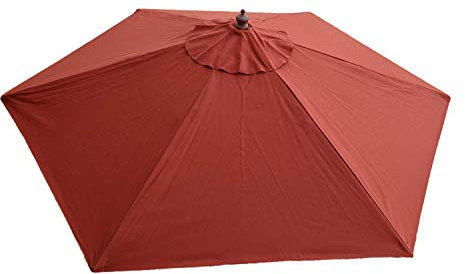 Field & Hawken 2.5m Terracotta - Hexagonal-Round Canopy Parasol | Suggested for 4-6 Persons or Tables up to 1.5m | Wooden Frame | 2 Part Wooden Pole