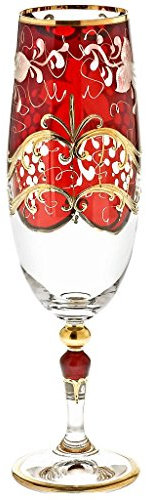 Sektglas Sektkelch Champagnerglas Sektflöte Golden Grape 200 ml aufwendig Handbemalt Hochwertiges Glas