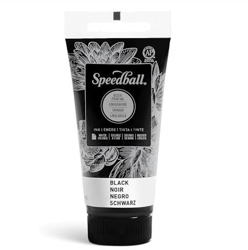 Speedball 37ml 1.25oz Water-Soluble Block Ink Black, For Block Printing, Lino Printing, Screen Printing, For Artists Kit