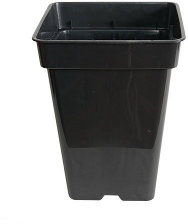 FLORATECK - Pot de Fleurs carré Noir 18 x 18 x 25,5 cm - 5,5 l (Fond Drainage)