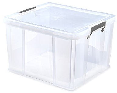 Whitefurze Allstore Container with Silver Clamp, Plastic, Natural, 48 Litre