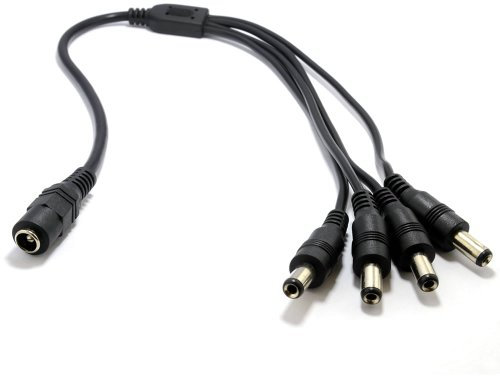 kenable DC Power Splitter 4 way Adapter 2.1mm CCTV 12V PSU to 4 Camera Cable [4 Way]