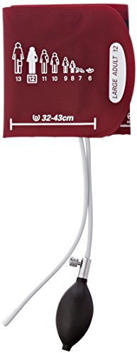 Welch Allyn REUSE-12-2BV FlexiPort Reusable Blood Pressure Cuffs with Inflation System with Bulb and Valve, Large Adult (Size 12)
