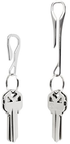 KeySmart Key Dangler - Befestigen Hosen oder Taschen (normale Größe, XL, Silber)