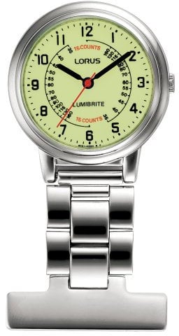 Lorus Nurses Fob Watch - Silver with Yellow Dial Unisex Silver Stainless Steel Quartz Fob Watch with Yellow Dialanalogue Display RG253CX9