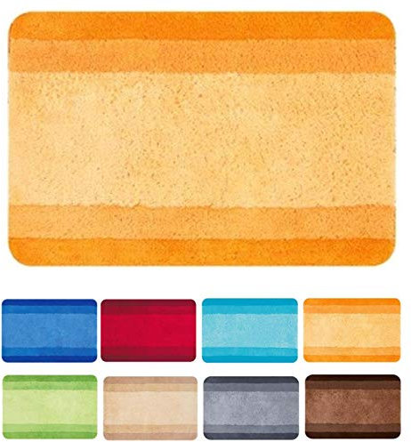 Spirella Badematte | kuscheliger Hochflor | Rutschfester Badvorleger | viele Größen | waschbar 40° | 120x70 cm | Orange, 70_x_120 cm
