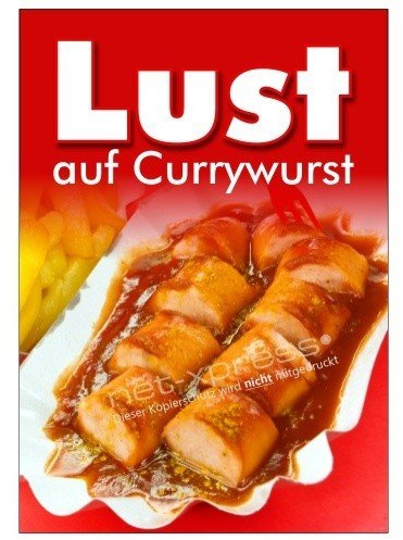 net-xpress Werbeplakat für Currywurst DIN A1, Plakat Poster Curry-Wurst Imbiss Werbung
