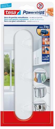 tesa Powerstrips Kleiderbügel mit 3 Haken, weiß