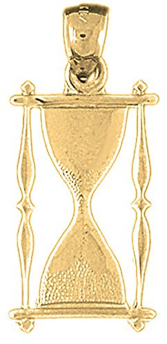 Pendentif sablier en or jaune 18 carats, fabriqué aux États-Unis, Or jaune, Pas de gemme