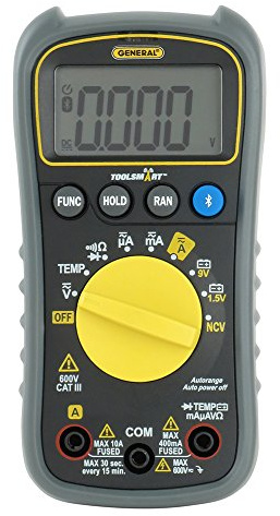 General Tools ToolSmart Bluetooth collegato multimetro digitale, Auto-Ranging con NCV Detector, CAT III 600V LA SICUREZZA (TS04)