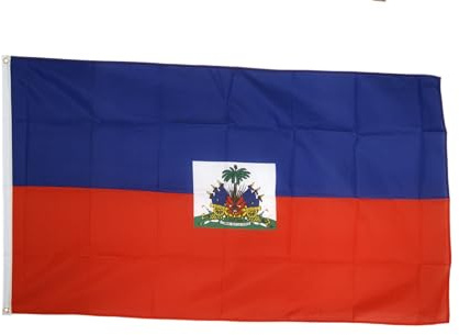 Flaggenfritze® Haiti Flagge 90 x 150 cm, starke haitianische Fahne mit 2 Metallösen für Garten, Vereinsheim und Eventtage + Gratis Sticker