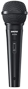 Shure SV200-W Micrófono Vocal cardioide multifunción dinámico con Rejilla de Bola Resistente a abolladuras, Interruptor de Encendido/Apagado y Cable XLR de 15 pies a 1/4 Pulgadas
