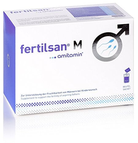 amitamin Fertilsan M - Fruchtbarkeit + Kinderwunsch Mann - Spermienproduktion - 30 Portionen - Apothekenqualität - vegan - Zink, Selen, L-Arginin, Folsäure, L-Carnitin uvm. - deutsche Herstellung