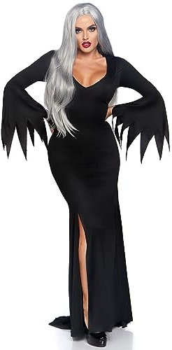 Leg Avenue Floor Length Gothic Dress Witch Costume, Black, SML/MED