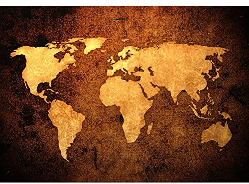 Runa Art Photo Wallpaper World map Antique Modern Non-Woven Living Room Bedroom Wall Decoration - Made in Germany - Orange Brown 9015010c