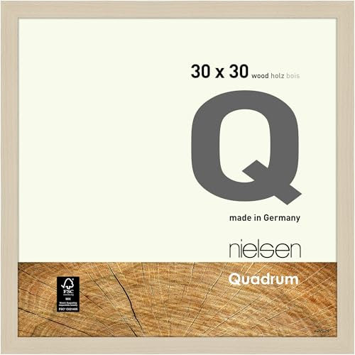 nielsen Bilderrahmen, 30 x 30 cm, Holz, Ahorn, Rahmen zum Aufhängen im Hoch- & Querformat, Echtglas, Quadrum