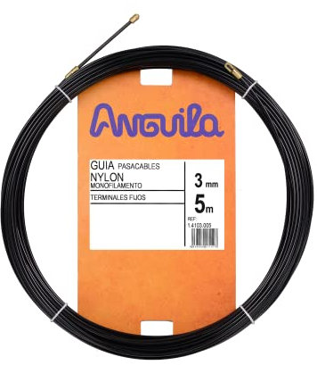 Anguila | Guía Pasacables | Terminales Fijos | Monofilamento | Nylon | Color Negro | Diámetro 3mm | 5 Metros