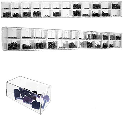 DesignPlex Espositore Porta Viti in plexiglass Trasparente a 24 cassetti - Misure: 101 x 16 x H13 cm
