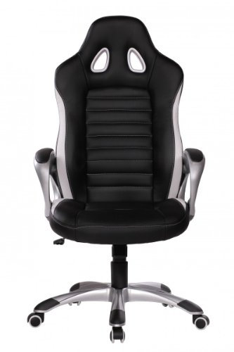 FineBuy Bürostuhl Gaming Chefsessel mit Armlehne gepolstert Sport-Sitz Drehstuhl Kopfstütze Race Schreibtischstuhl Gamer Design Modern Drehsessel mit Wippfunktion bis 120KG Leder-Optik