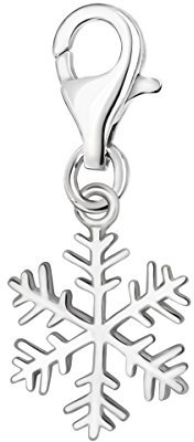 Quiges Charm Anhänger 3D Winter Schneeflocke 925 Silber mit Karabinerverschluss für Bettelarmband