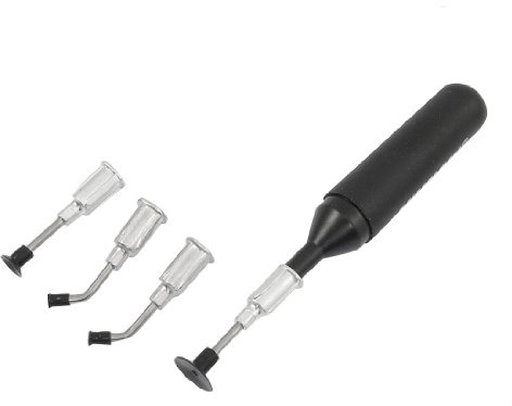 sourcing map Rubber IC Pick up Vacuum Sucking Pen with 4 Suction Headers Black