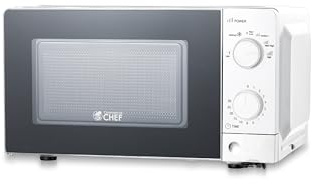 COMMERCIAL CHEF Micro-ondes de 6 pieds cubes avec 6 niveaux de puissance, poignée de préhension, micro-ondes de plan de travail avec minuterie de 30 minutes et commandes mécaniques à cadran, blanc