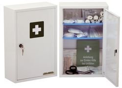 LEINA-WERKE REF 22005 Verbandschrank Medisan B, Inhalt DIN 13169, perlweiß