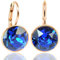 NOBEL SCHMUCK Ohrringe Rosegold Blau Kristalle 925 Sterling Silber Kornblumenblau