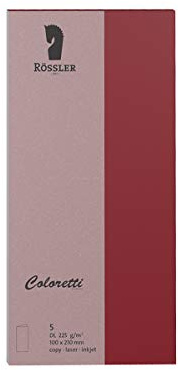 Rössler 220703572 - Coloretti Karten, 220 g/m², DIN lang, rosso, 5 Stück