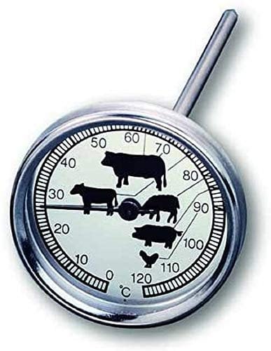 TFA Dostmann Analoges Bratenthermometer, aus Edelstahl, Fleischtermometer, Haushaltsthermometer, Backofen oder Grill, hitzebeständig