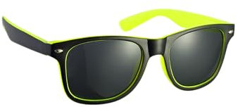 Komonee 2-Tone Black and Yellow Drifter Sunglasses Classic Style Retro Sun Shades Eye Glasses UV400 Protection Unisex For Men Women Golf Cycling Sports Fishing Travel