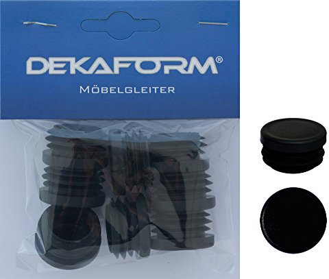 Lamellenstopfen F250 R-28 mit flachem Kopf fuer Rundrohr - Möbelgleiter aus Kunststoff als Stuhlgleiter Tischgleiter Kunststoff Lamellen-Stopfen für Bürostuhl Gartenstuhl Stahlrohrmoebel Schulmöbel Möbelgleiter zum Schutz für Hotel Gastronomie Fußboden Dekaform Bodenschoner 28 mm* schwarz - Menge variabel (8)